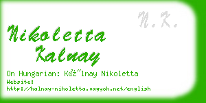 nikoletta kalnay business card